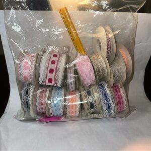 Assorted 15 Lace Ribbon spools. Various colors, lengths and widths